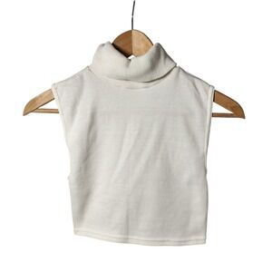 Womens Turtleneck Dickey‎ Collar Layering Sweater Knit Cream Ivory Sleeveless